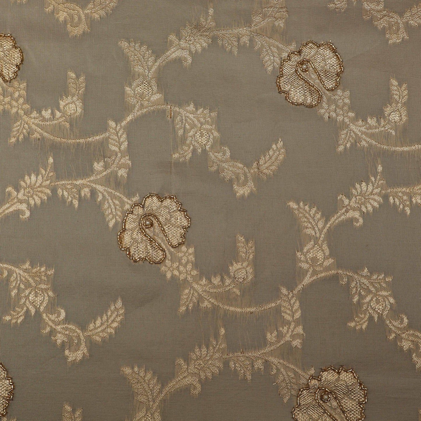 Beige Color Tissue Jaquard Fabric