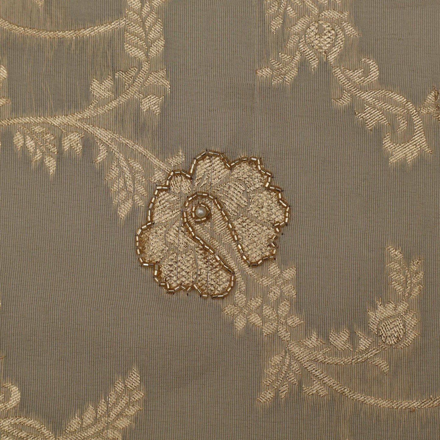 Beige Color Tissue Jaquard Fabric