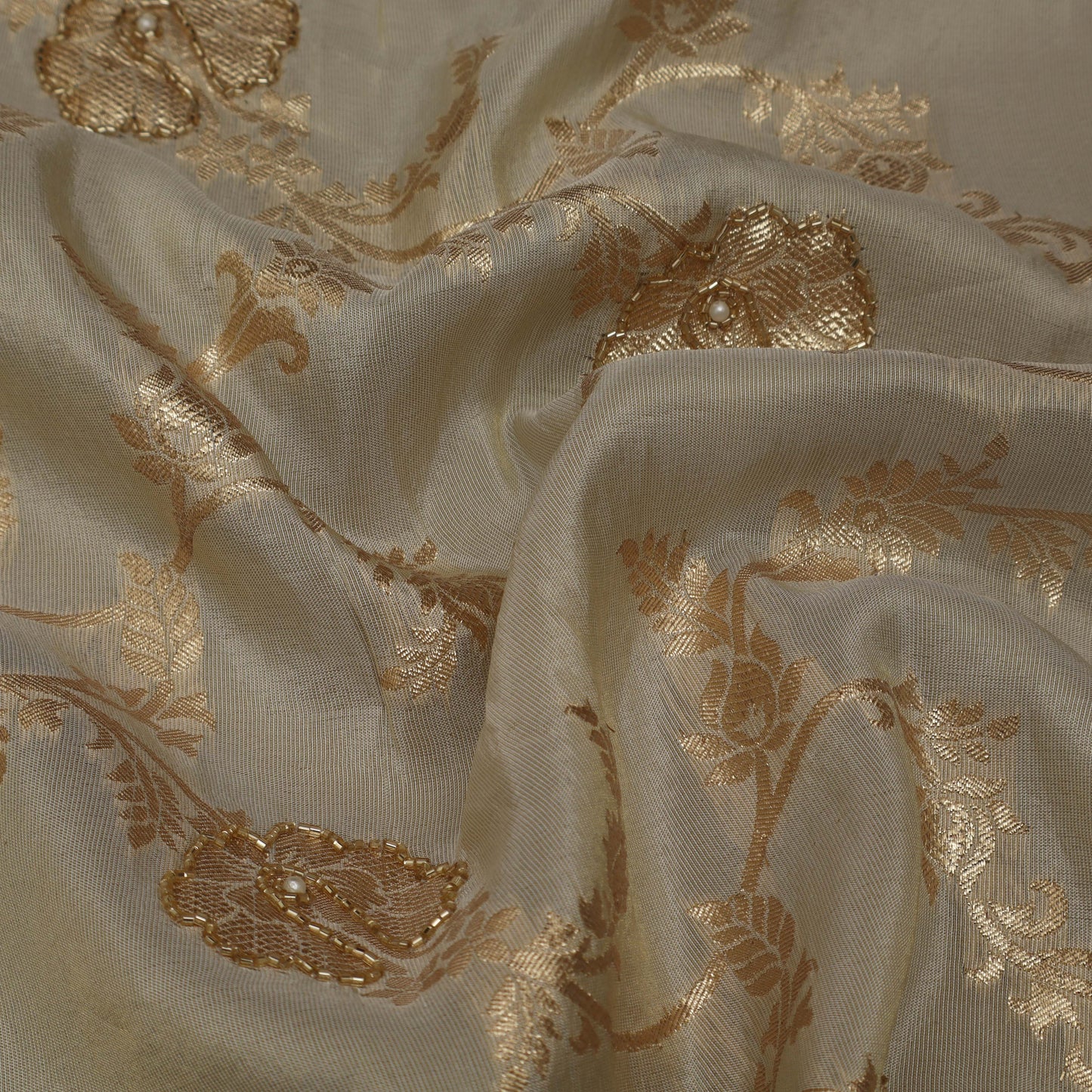 Beige Color Tissue Jaquard Fabric