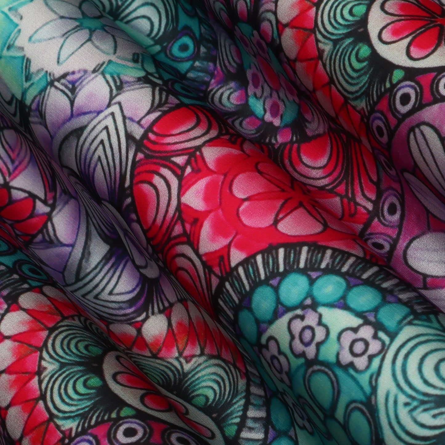 Multi Colored Armani Satin Print Fabric