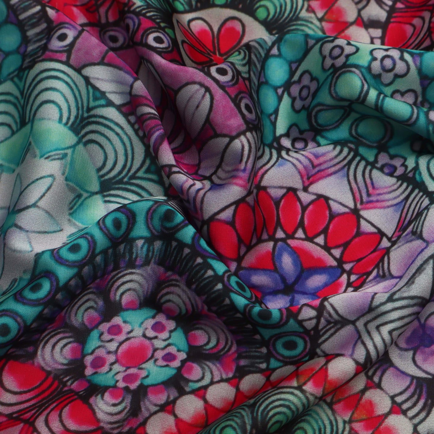 Multi Colored Armani Satin Print Fabric