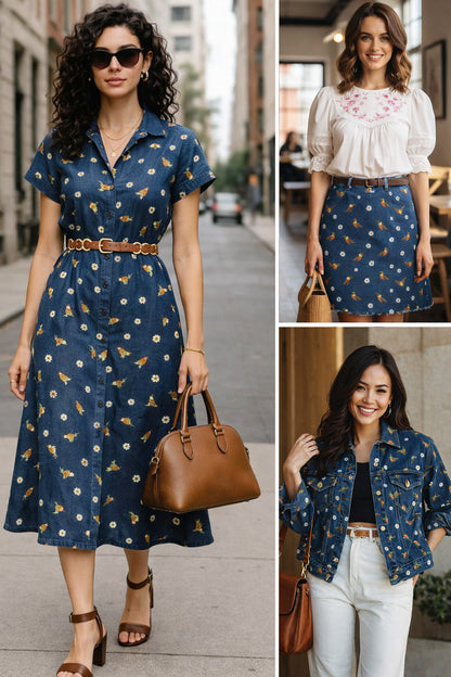 Floral Denim Print Fabric