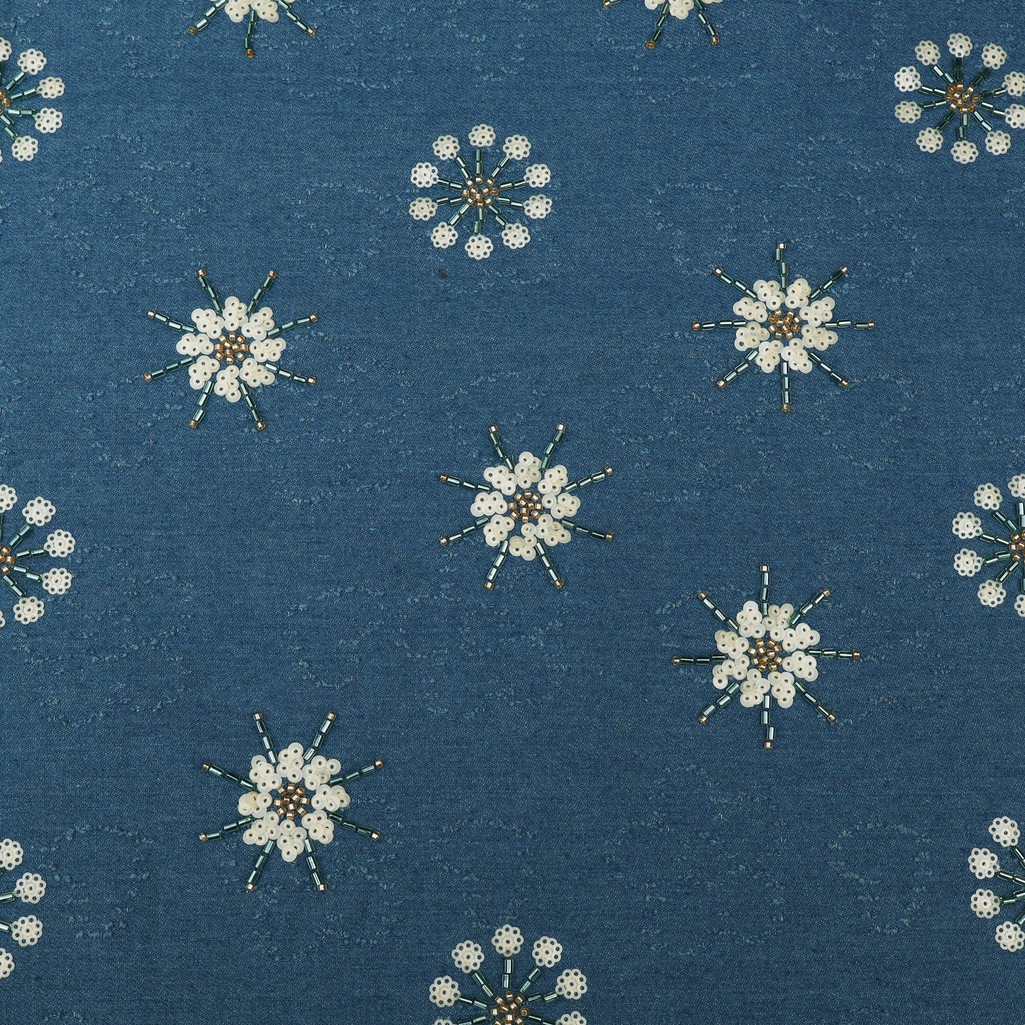 Floral Sequins Denim Embroidery