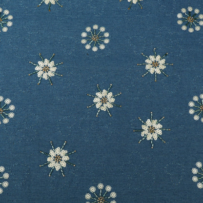 Floral Sequins Denim Embroidery