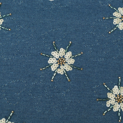 Floral Sequins Denim Embroidery