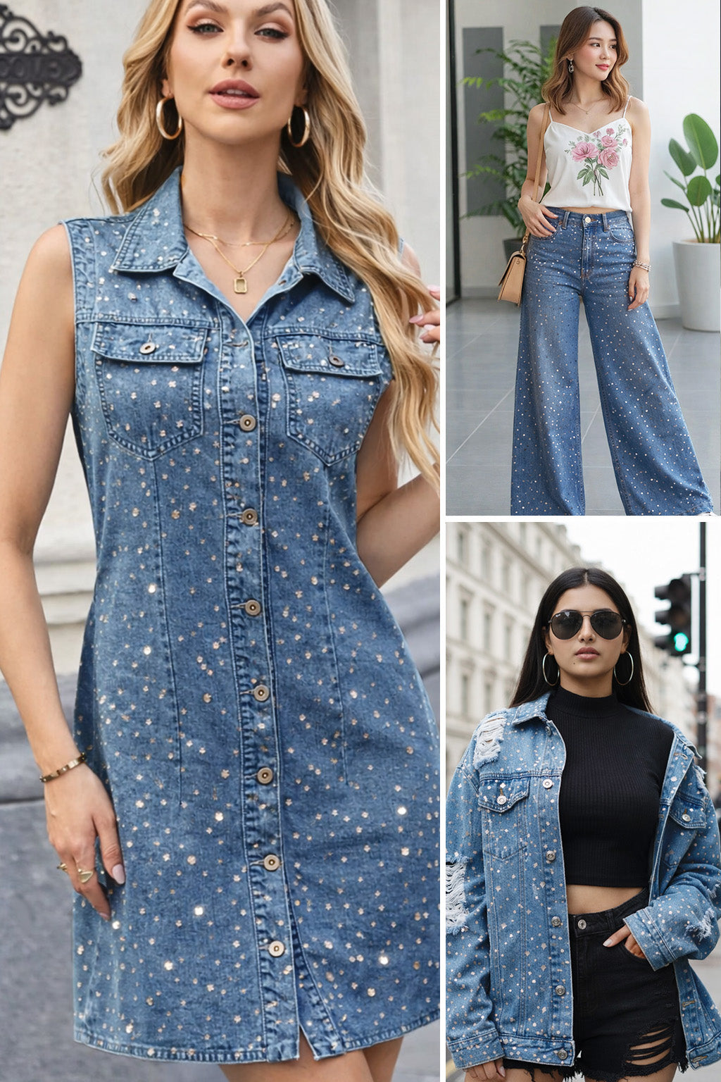 Denim Sequins Embroidery