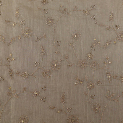 Off-White Color Chanderi Embroidery Fabric