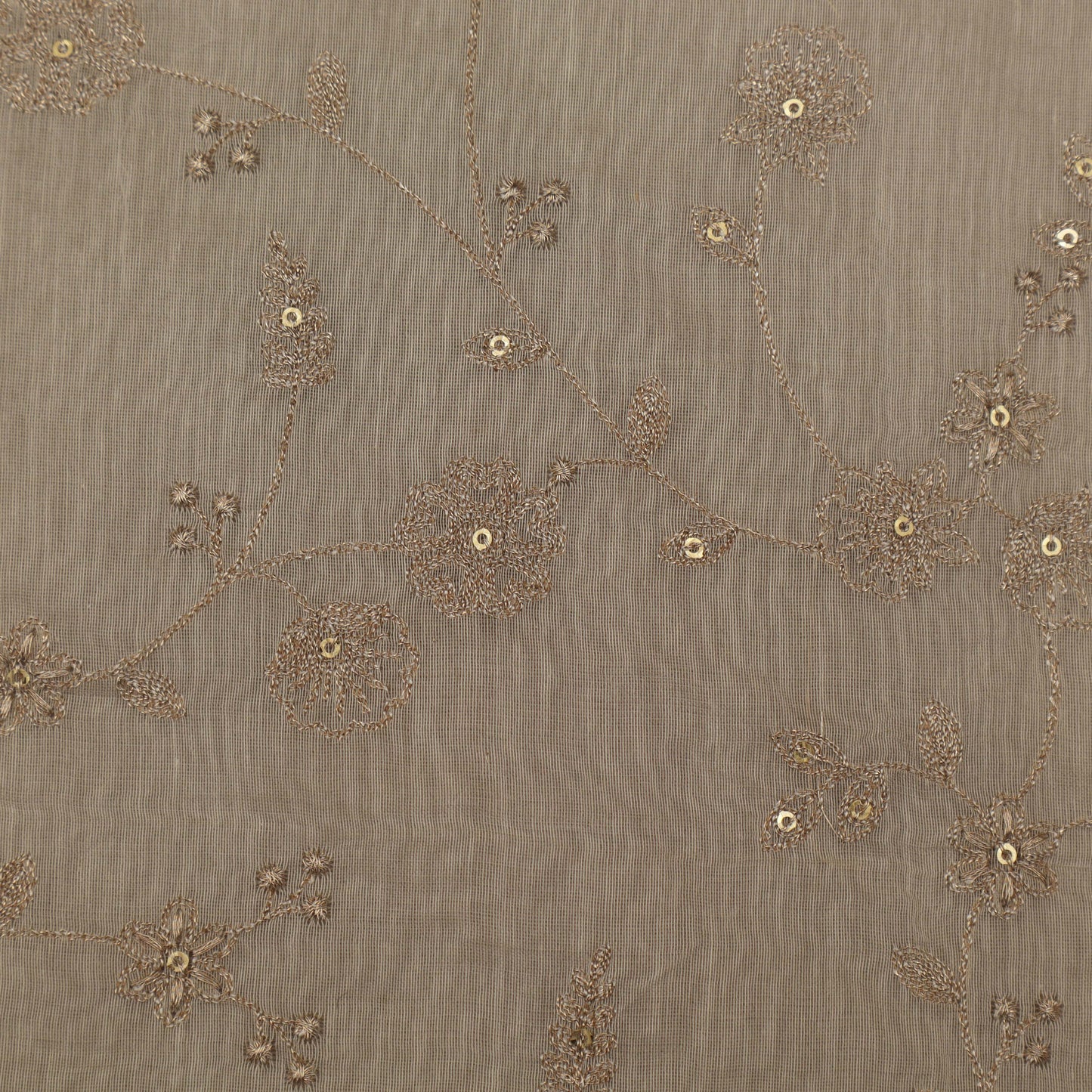 Off-White Color Chanderi Embroidery Fabric