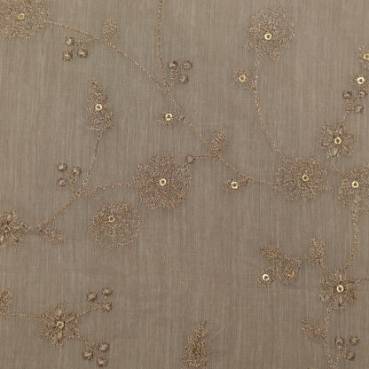 Off-White Color Chanderi Embroidery Fabric