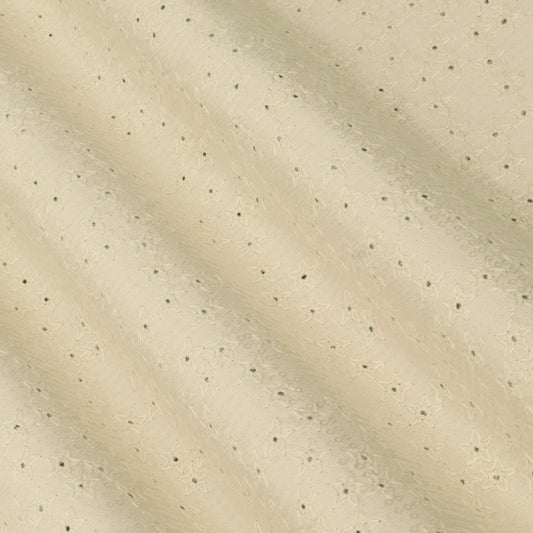 Beige Sequins Denim Embroidery