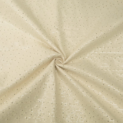 Beige Sequins Denim Embroidery