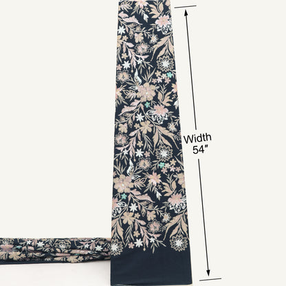 Black Floral Sequin Denim Fabric