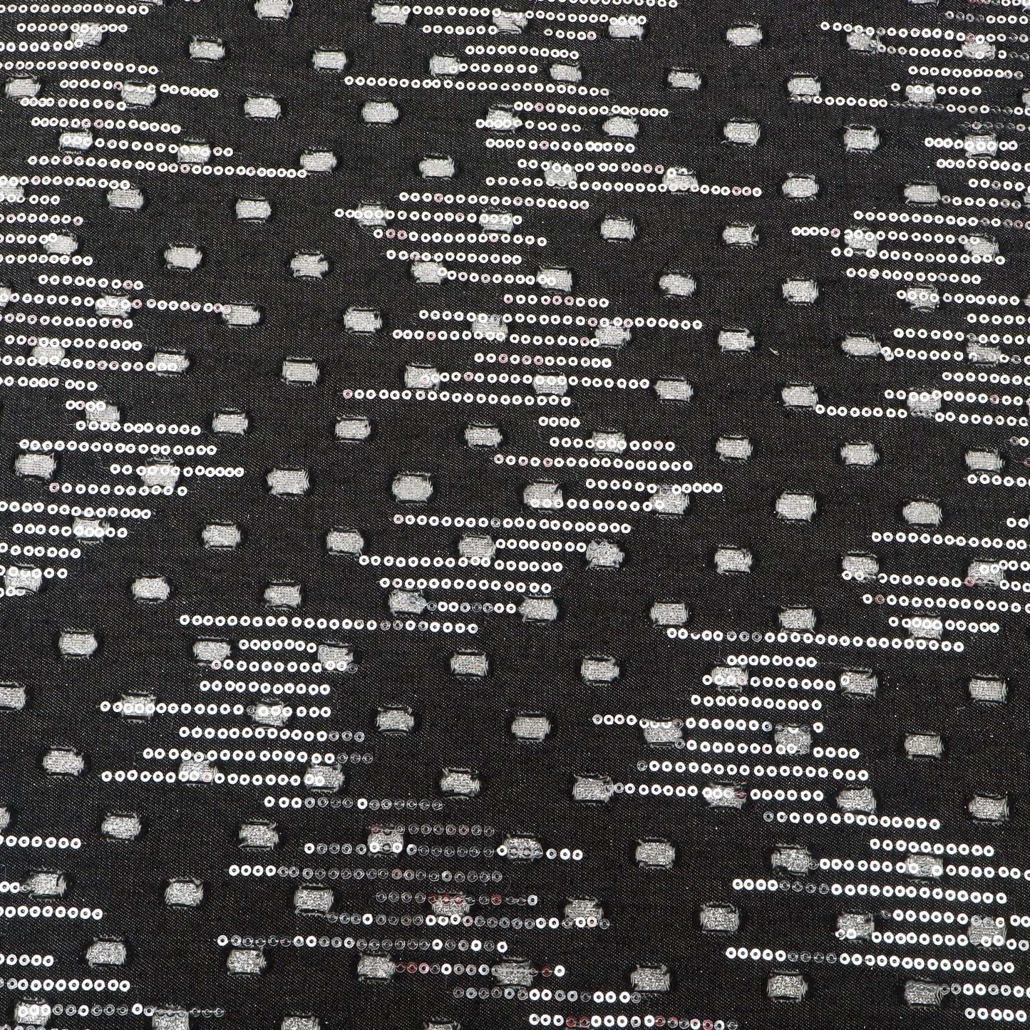 Black Silver Sequin Denim Fabric