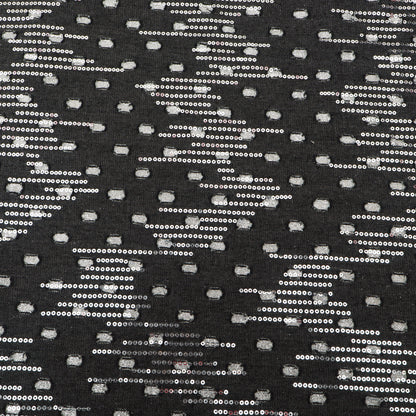 Black Silver Sequin Denim Fabric