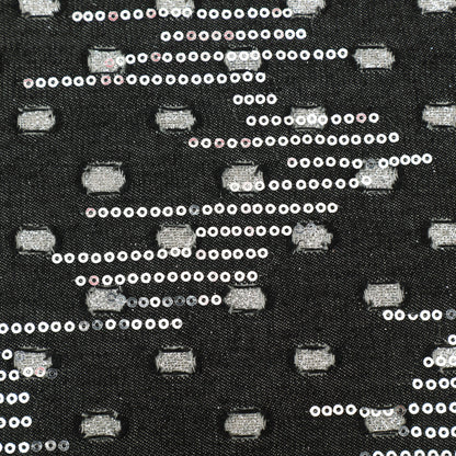 Black Silver Sequin Denim Fabric