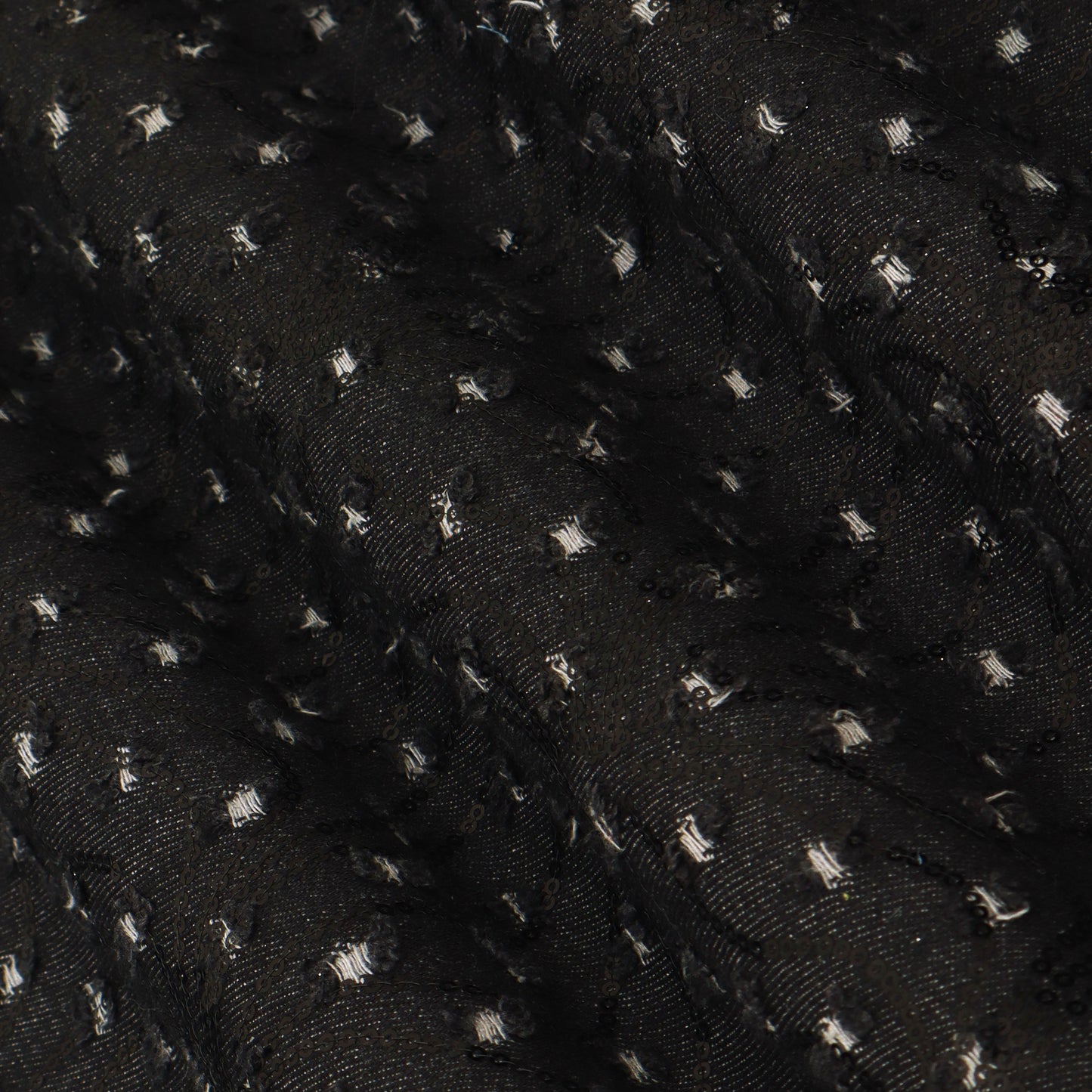Black Textured Denim Fabric