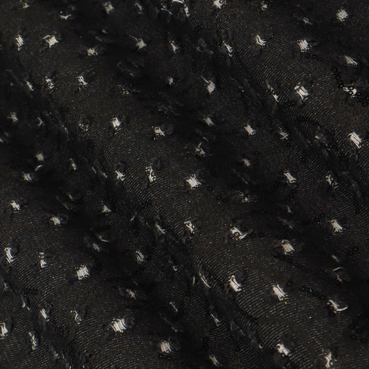 Black Textured Denim Fabric