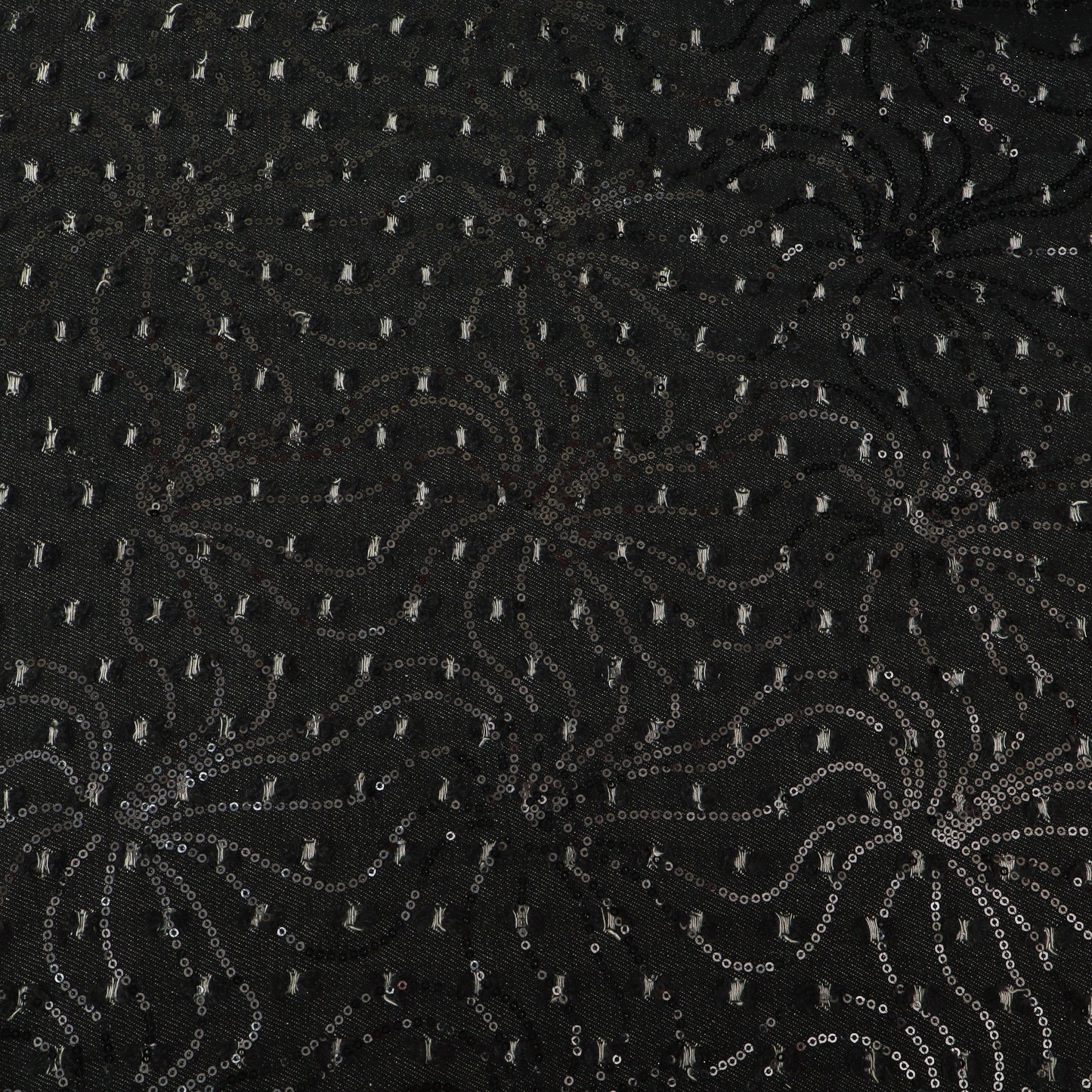 Black Textured Denim Fabric