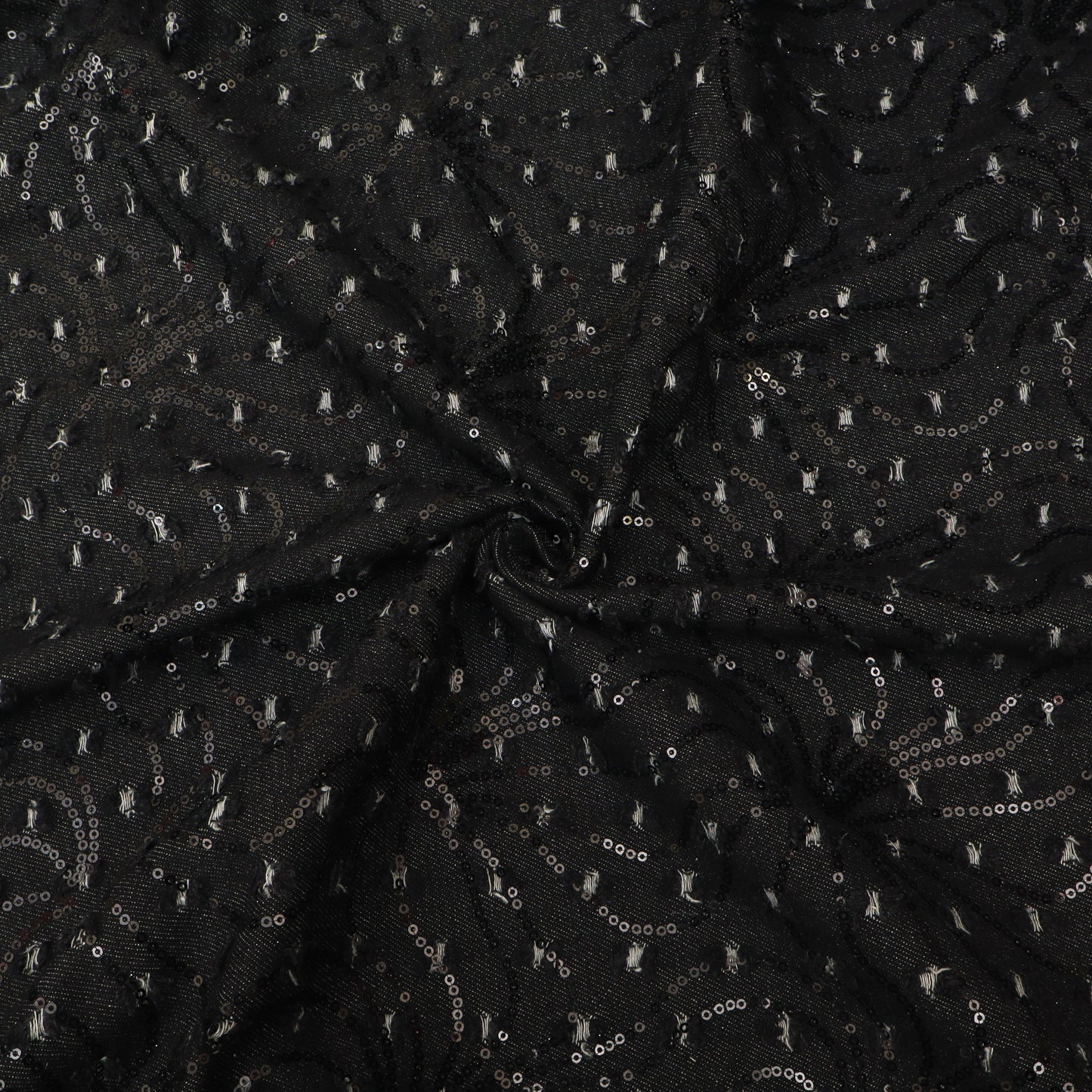 Black Textured Denim Fabric