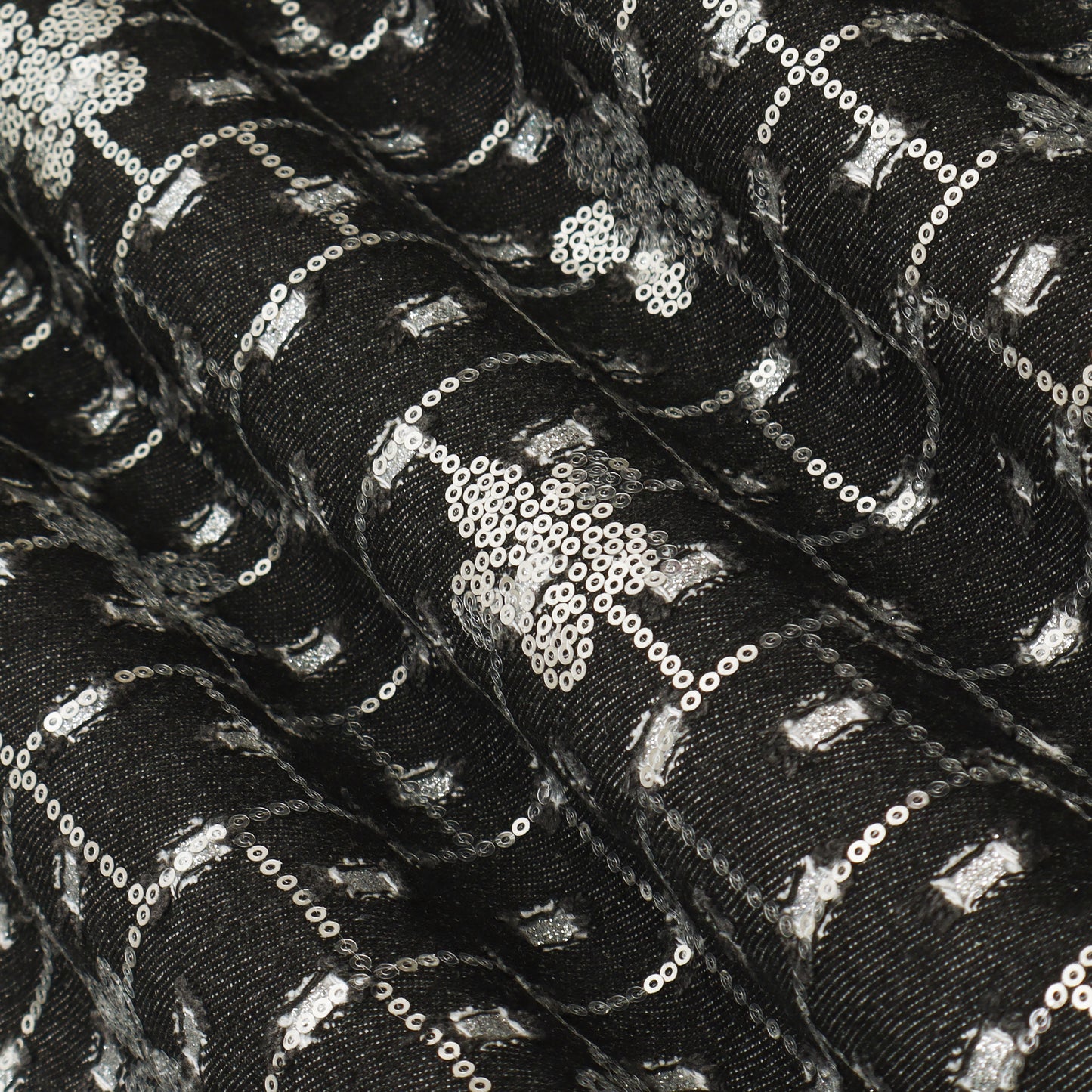 Black Denim Sequence Fabric