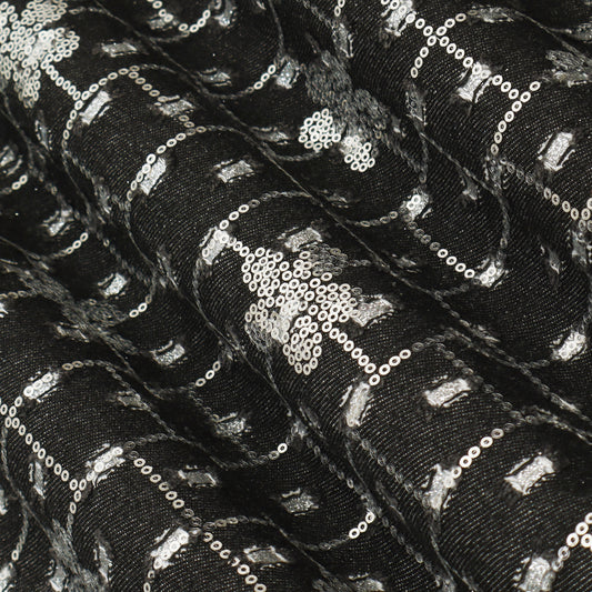Black Denim Sequence Fabric