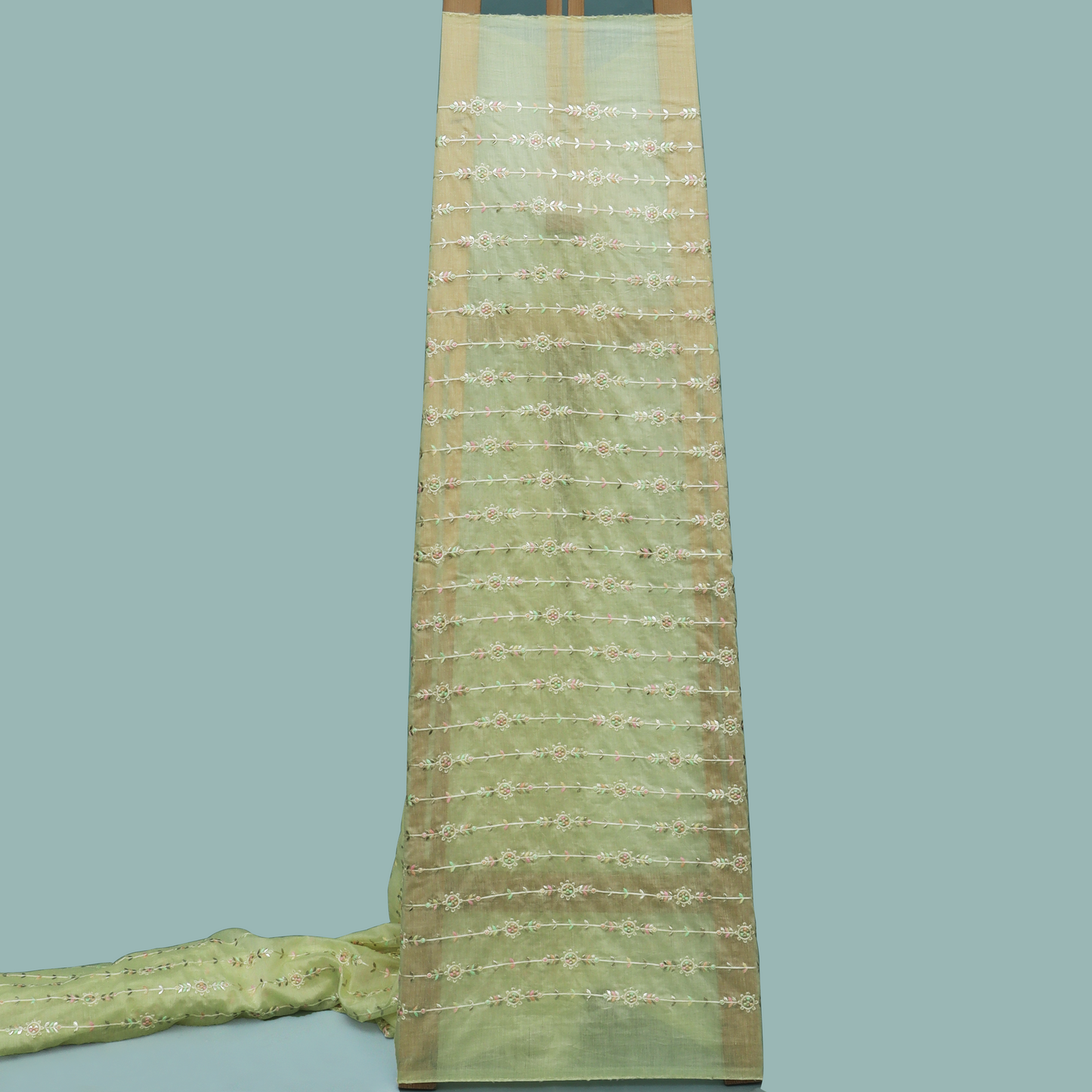 Colored Chanderi Embroidery Fabric