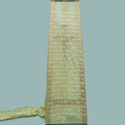 Colored Chanderi Embroidery Fabric