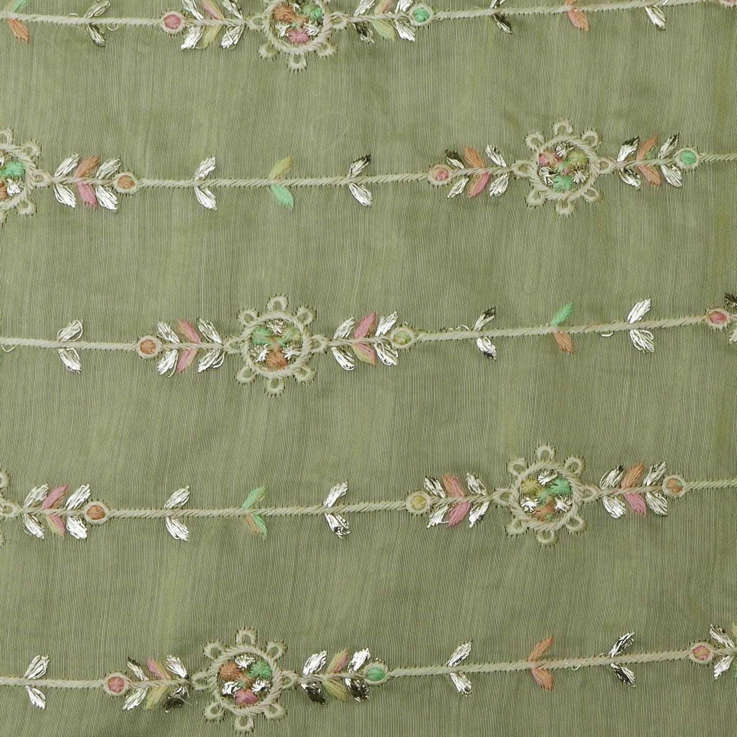 Colored Chanderi Embroidery Fabric