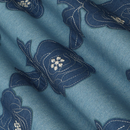 Floral  Work Denim Fabric
