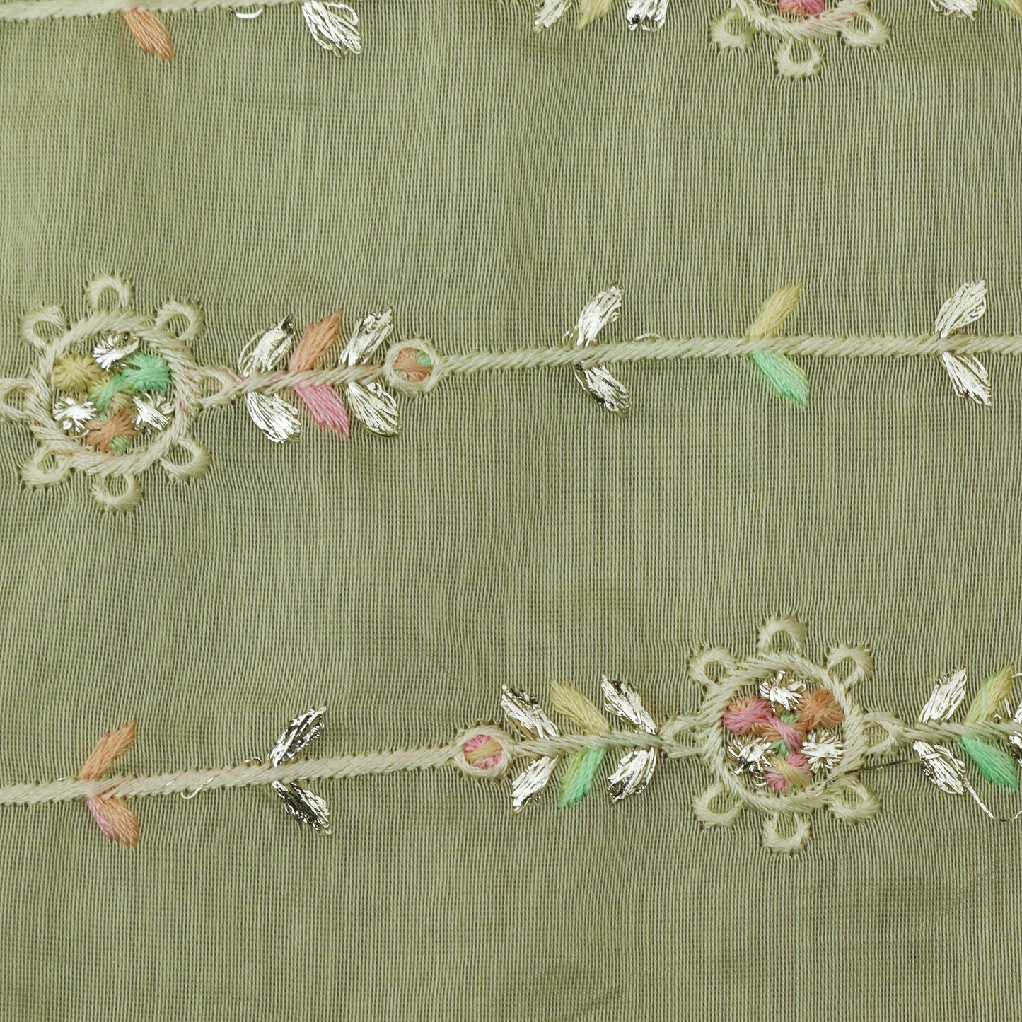 Colored Chanderi Embroidery Fabric