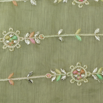Colored Chanderi Embroidery Fabric