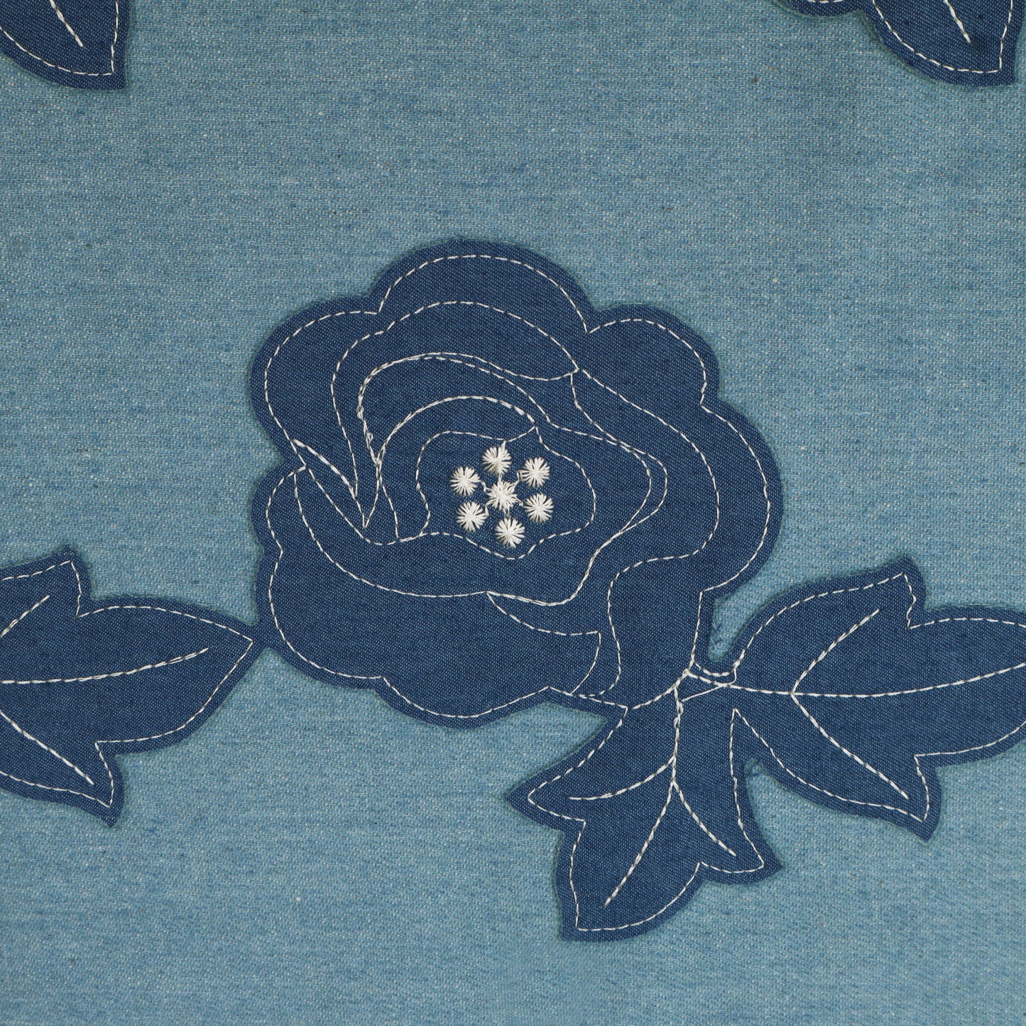 Floral  Work Denim Fabric
