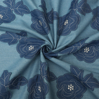 Floral  Work Denim Fabric