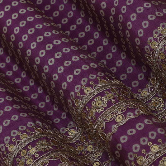 Purple Color Tisuue Border Embroidery Fabric