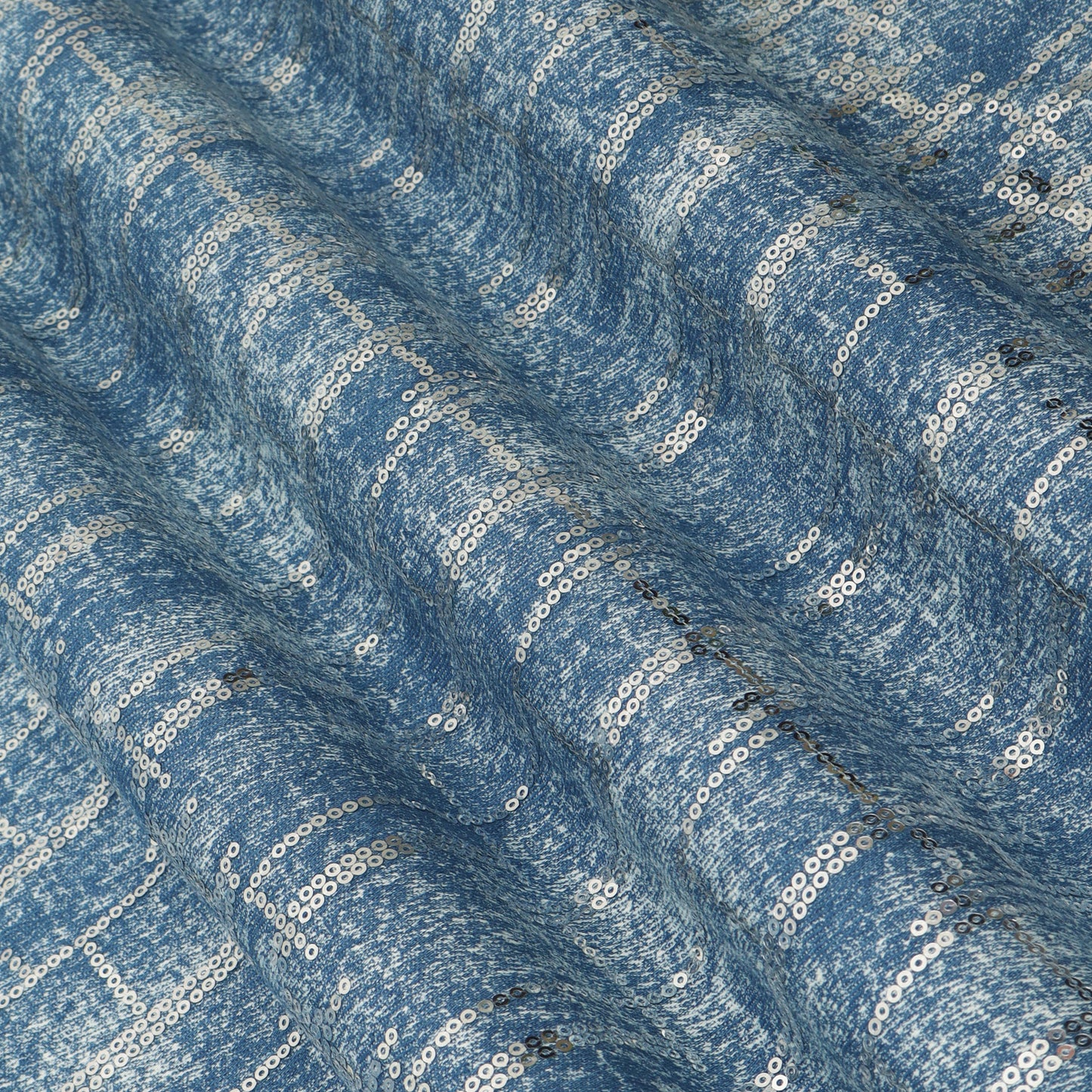 Dusty Blue Textured Blue Color Denim Fabric