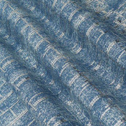Dusty Blue Textured Blue Color Denim Fabric