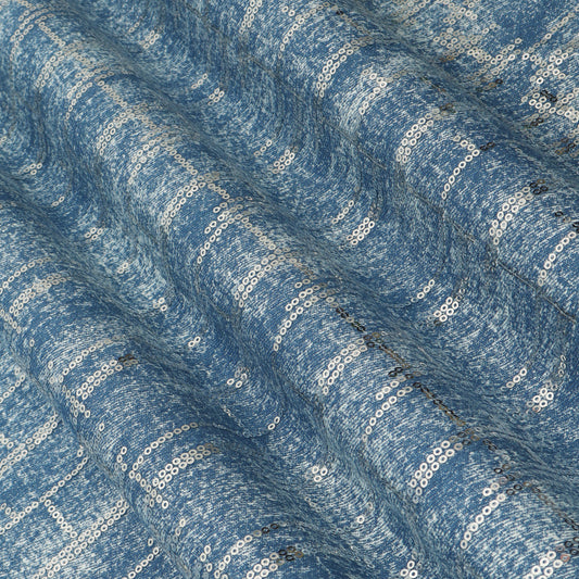 Dusty Blue Textured Blue Color Denim Fabric