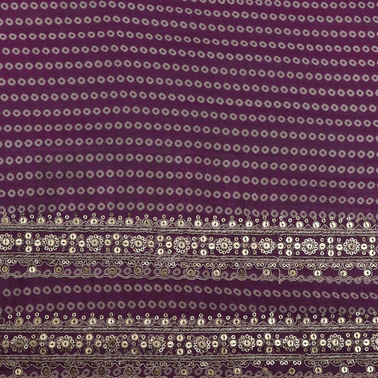 Purple Color Tisuue Border Embroidery Fabric