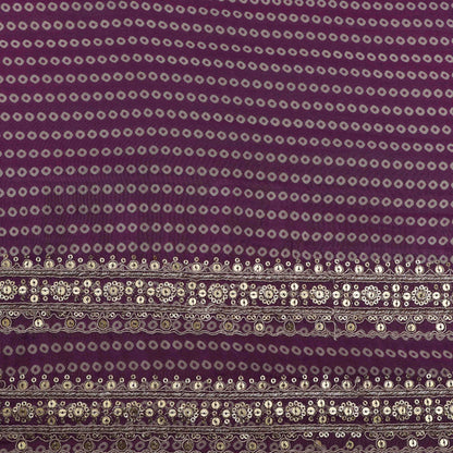 Purple Color Tisuue Border Embroidery Fabric