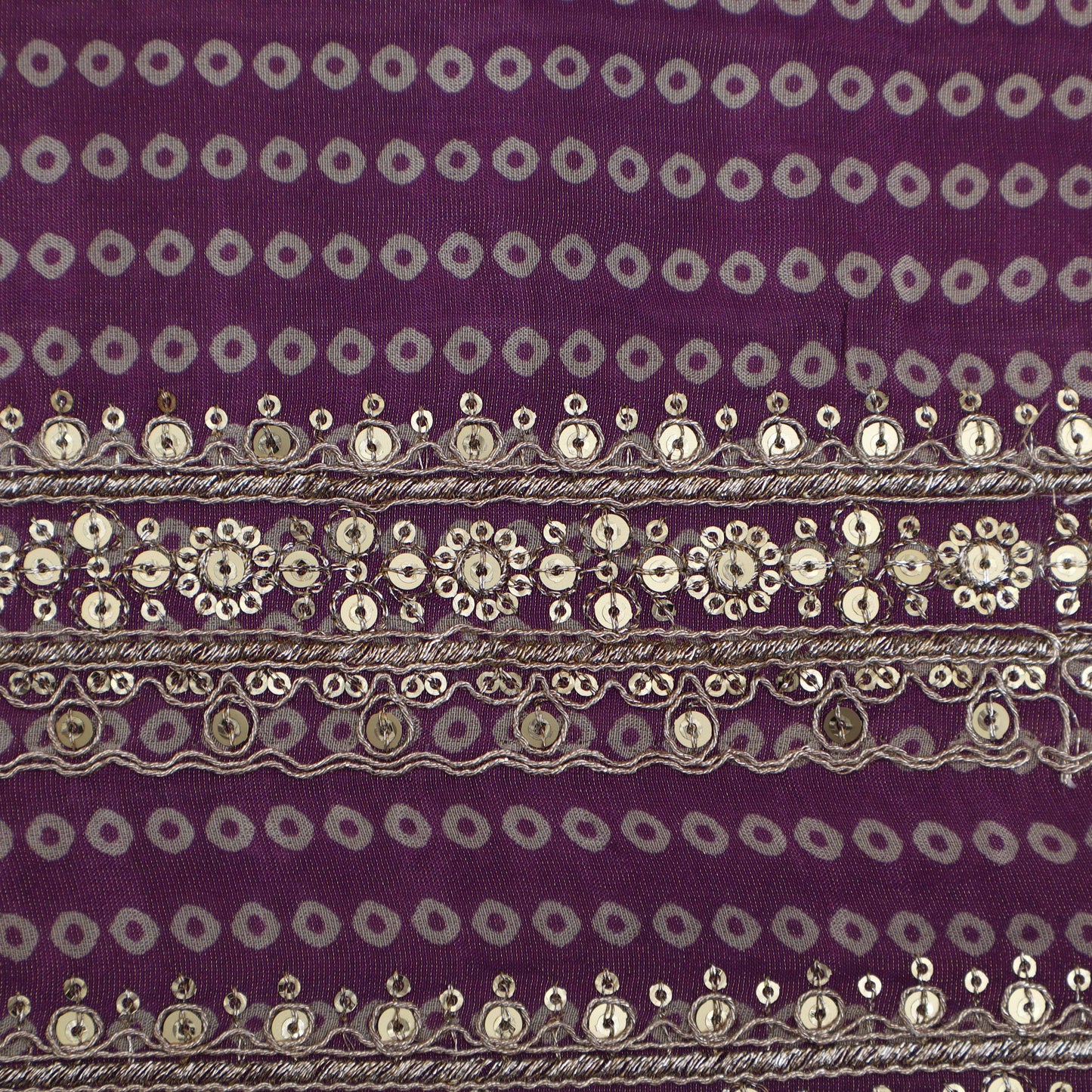 Purple Color Tisuue Border Embroidery Fabric