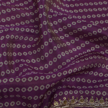 Purple Color Tisuue Border Embroidery Fabric