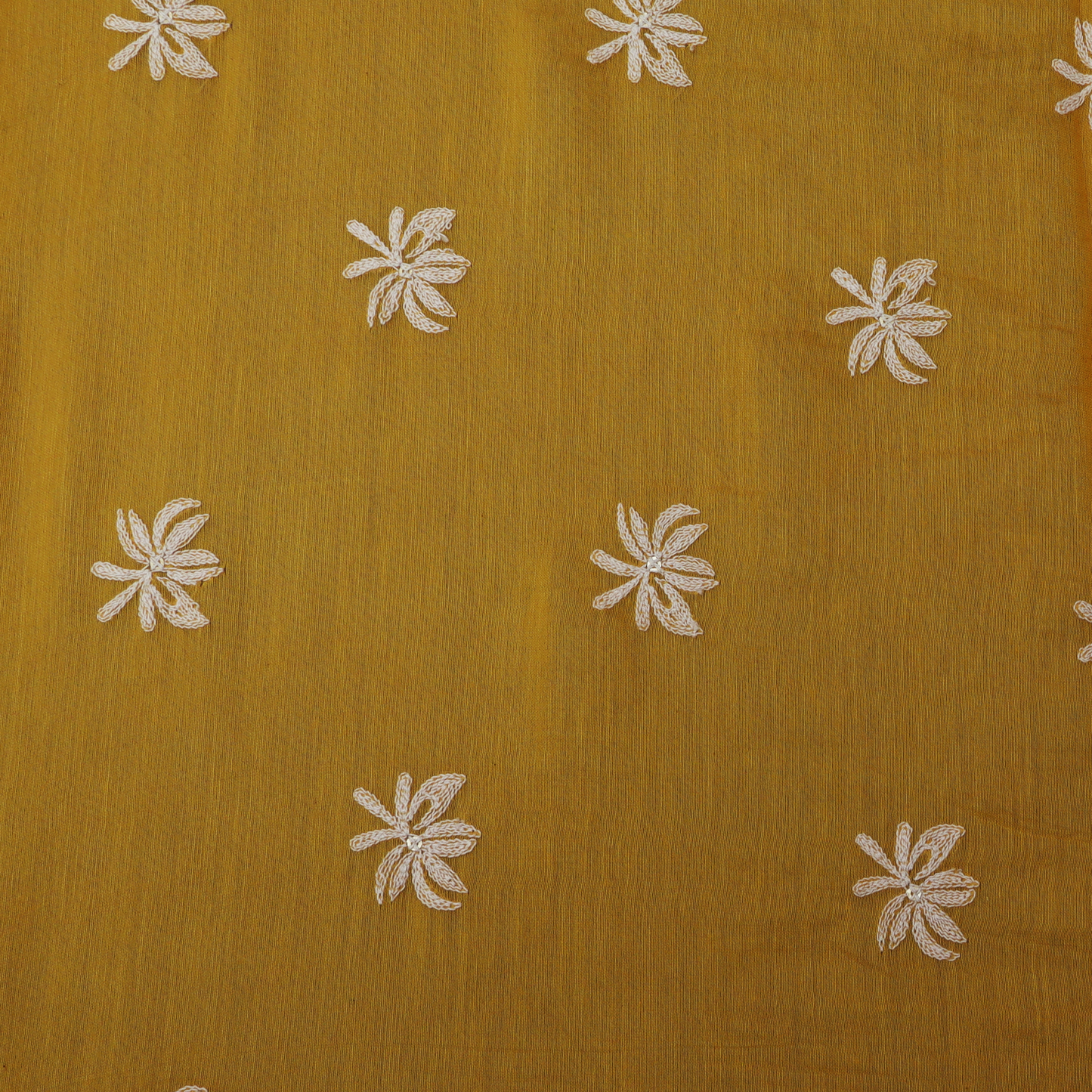 Yellow Color Chanderi Booti Fabric