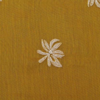 Yellow Color Chanderi Booti Fabric