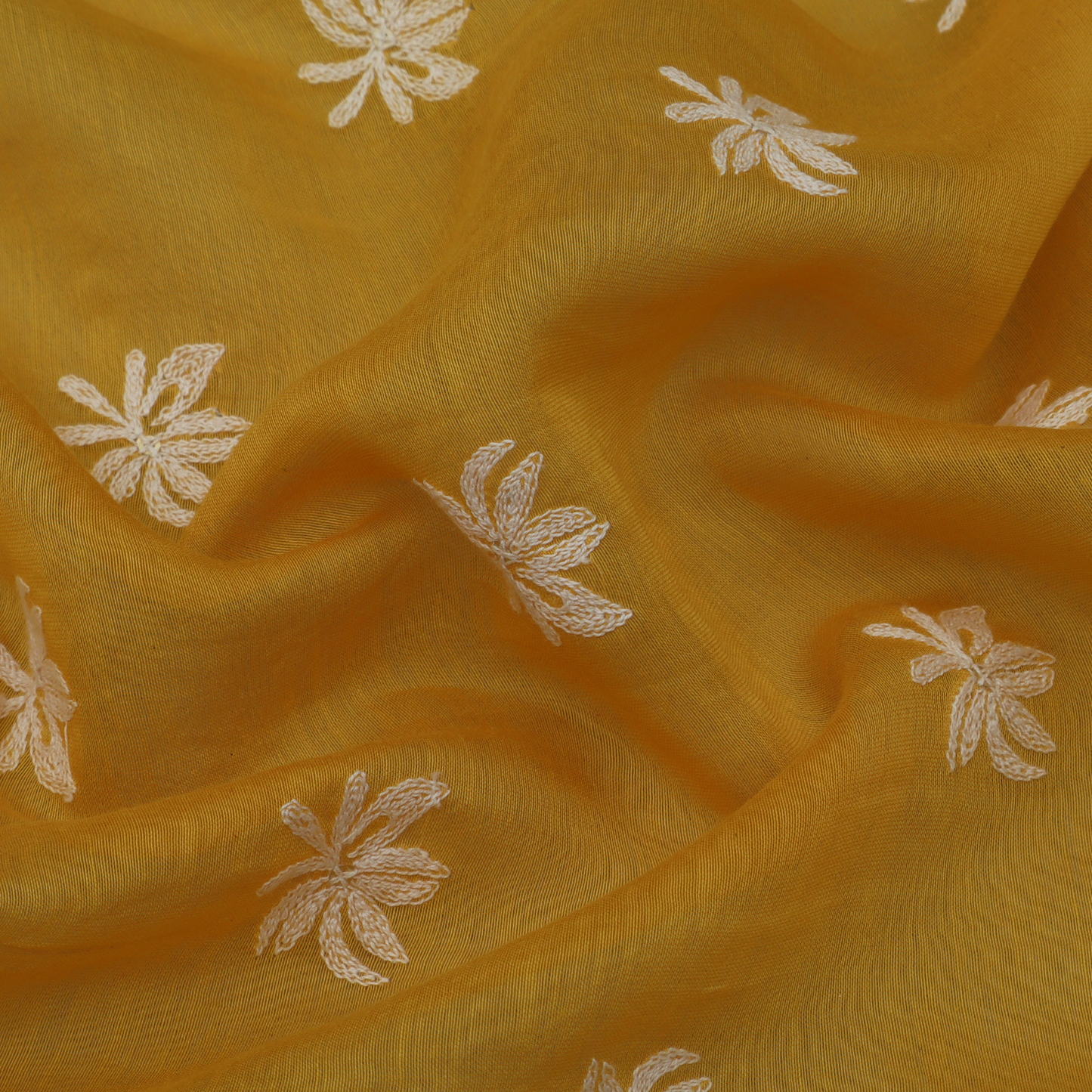 Yellow Color Chanderi Booti Fabric