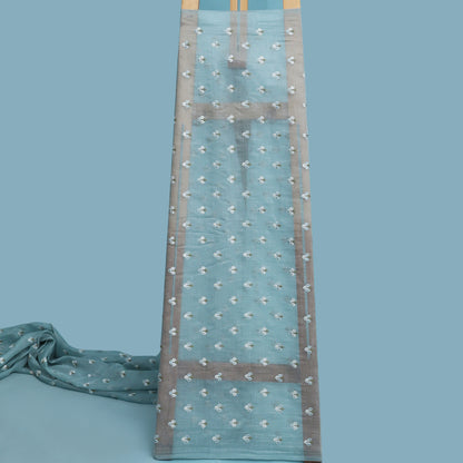 Sky Blue Color Chanderi Booti Fabric
