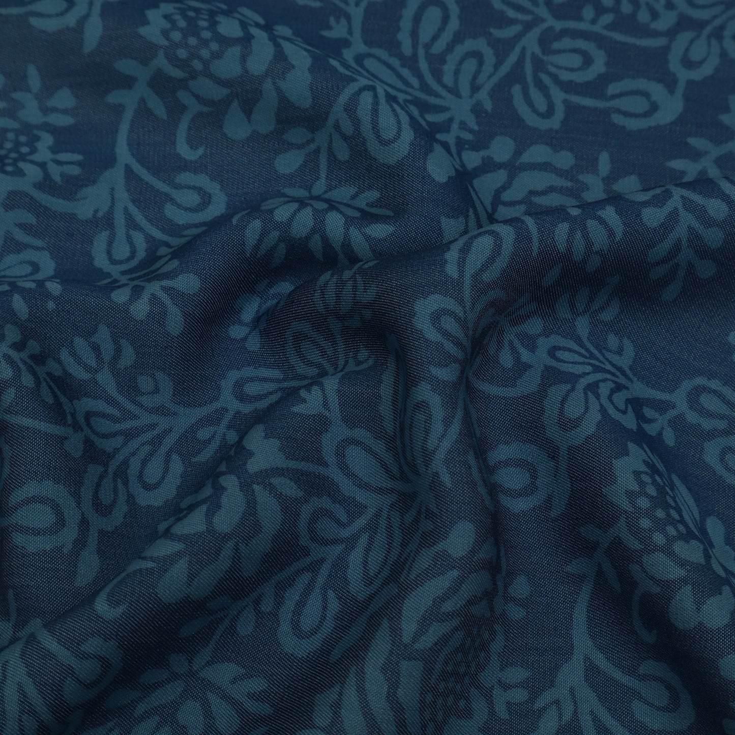 Blue Color Denim Lycra Print Fabric