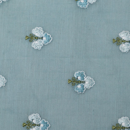 Sky Blue Color Chanderi Booti Fabric