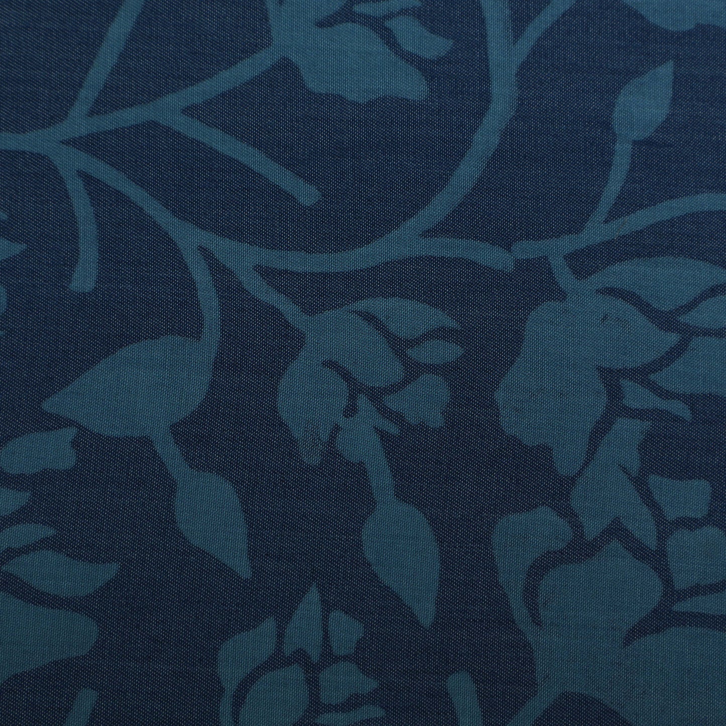 Blue Color Denim Lycra Print Fabric