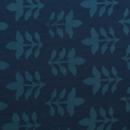 Blue Color Denim Lycra Print Fabric