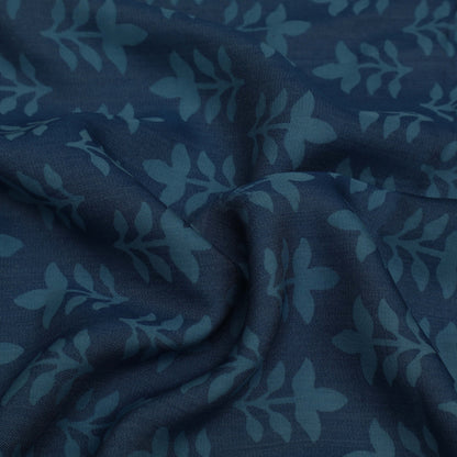 Blue Color Denim Lycra Print Fabric